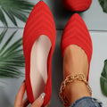 Women's pointed toe knit ballet flats with chevron detailing