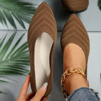 Women's pointed toe knit ballet flats with chevron detailing