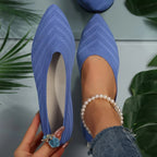 Women's pointed toe knit ballet flats with chevron detailing