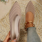 Women's pointed toe knit ballet flats with chevron detailing