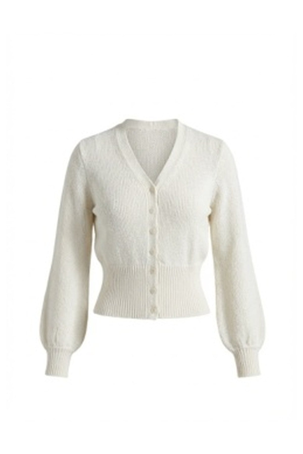 Women's button front V-neck cardigan with long sleeves