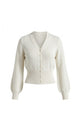 Women's button front V-neck cardigan with long sleeves