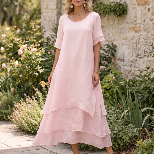 Aerilys  - Layered Short-Sleeve Women's Drape Dress Summer Garden Parties