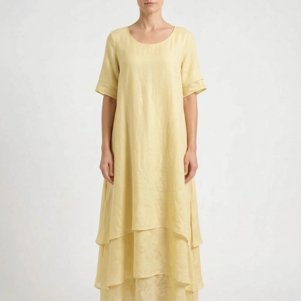 Aerilys  - Layered Short-Sleeve Women's Drape Dress Summer Garden Parties