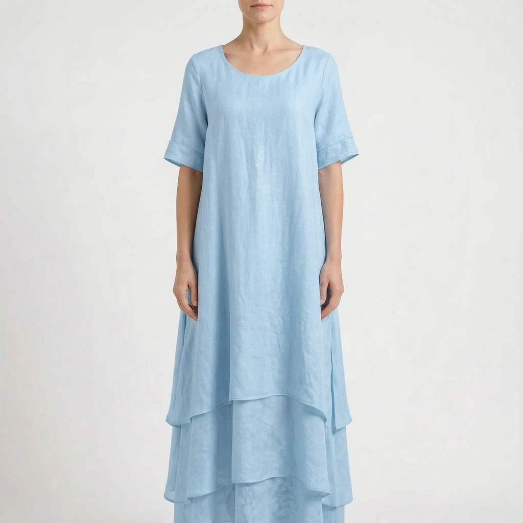 Aerilys  - Layered Short-Sleeve Women's Drape Dress Summer Garden Parties
