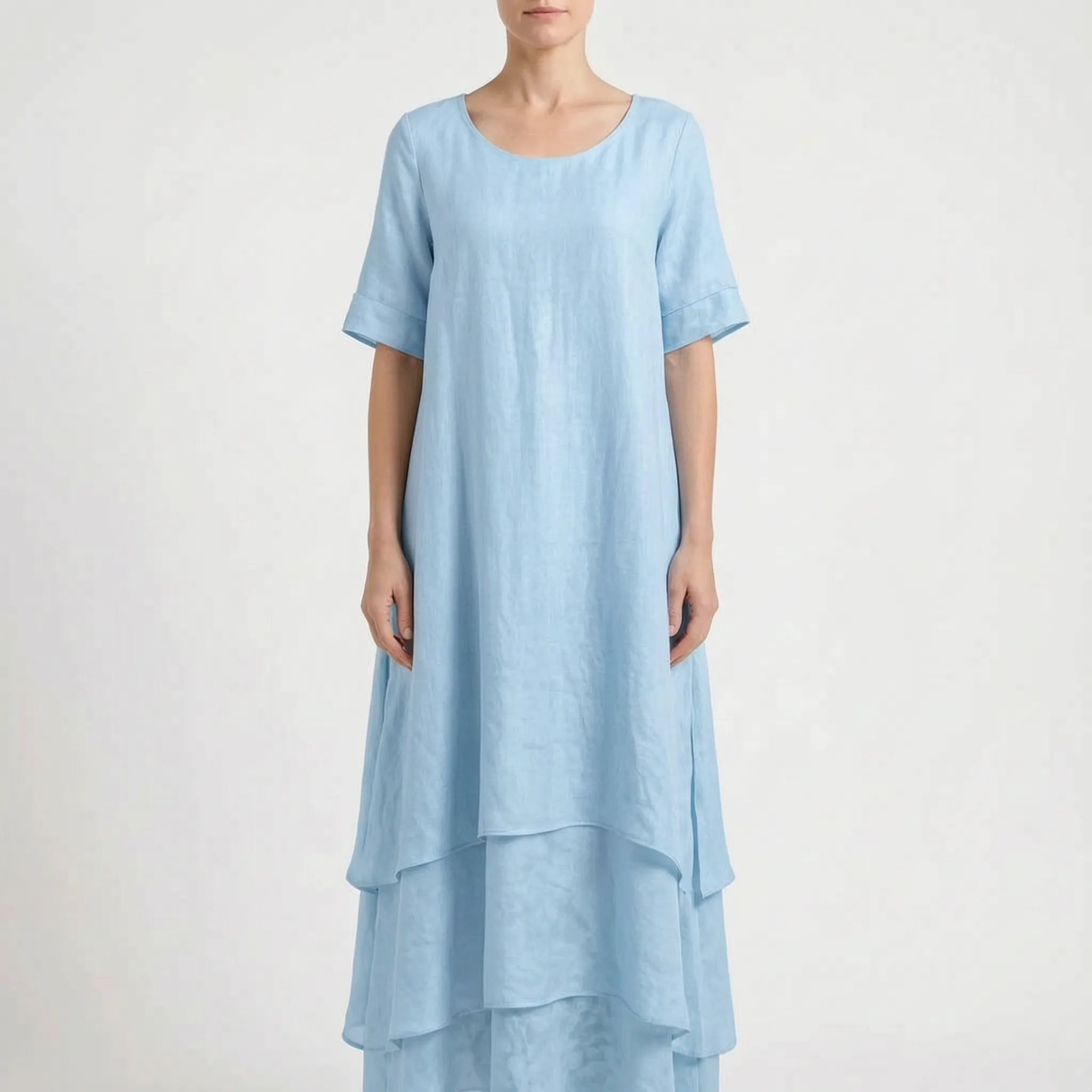 Aerilys  - Layered Short-Sleeve Women's Drape Dress Summer Garden Parties