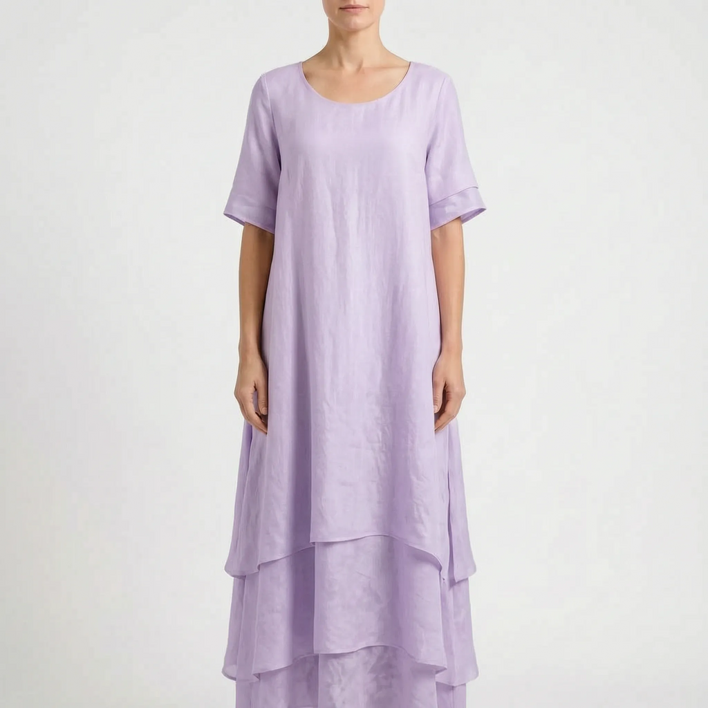 Aerilys  - Layered Short-Sleeve Women's Drape Dress Summer Garden Parties