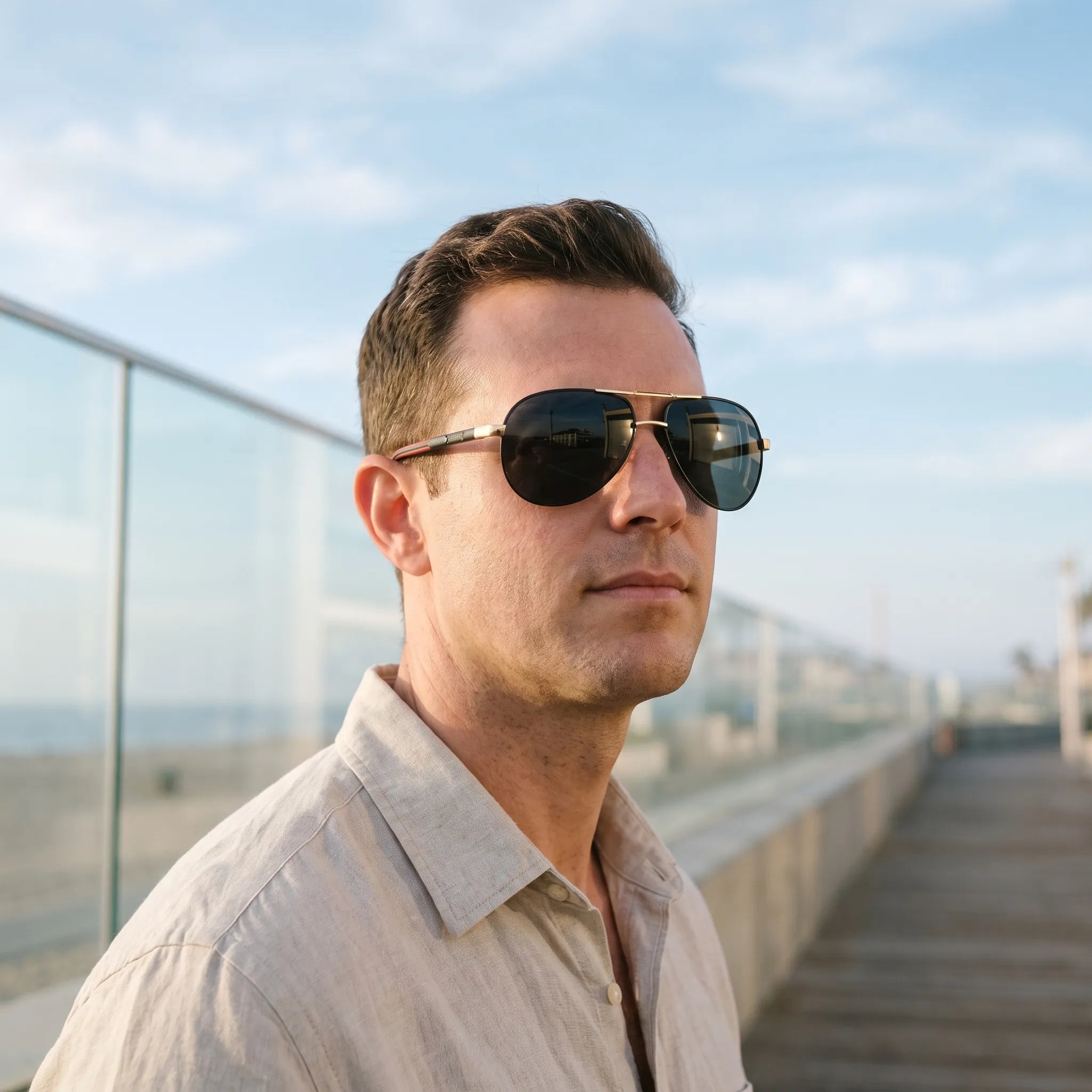 Aeroglide  - Classic Reflective Aviator Sunglasses For Men Daily Commuting