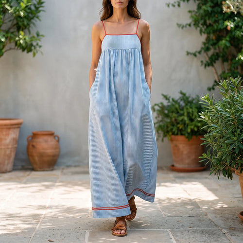 Aevana  - Ladies Flowy Striped Summer Maxi Dress Summer Holiday Styling