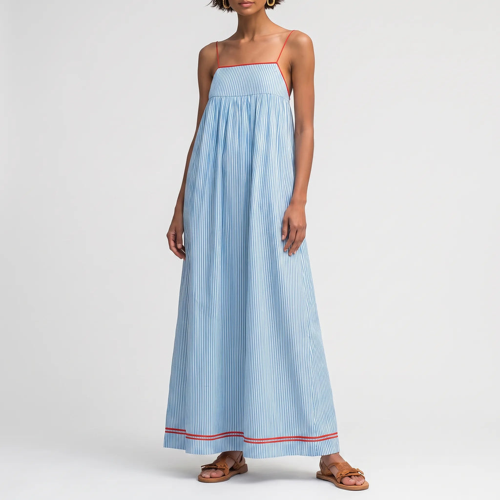 Aevana  - Ladies Flowy Striped Summer Maxi Dress Summer Holiday Styling