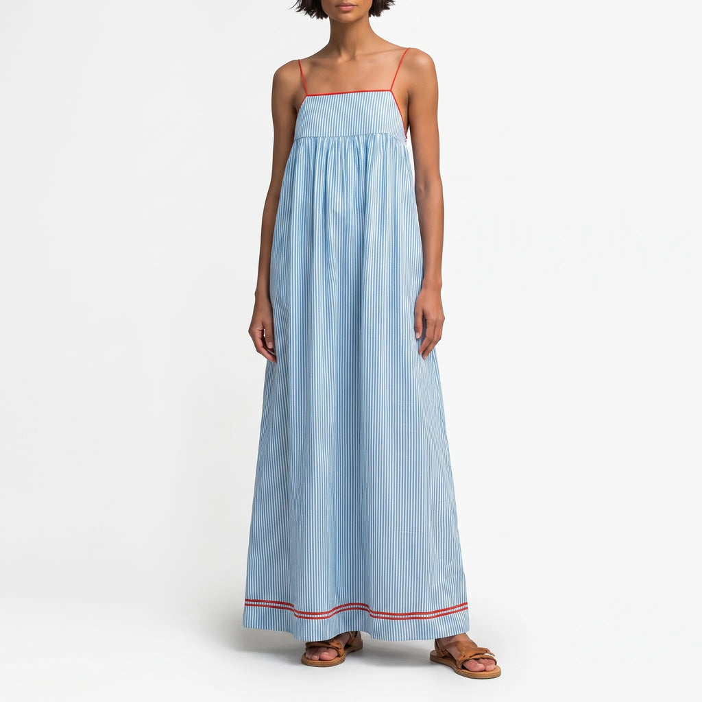 Aevana  - Ladies Flowy Striped Summer Maxi Dress Summer Holiday Styling