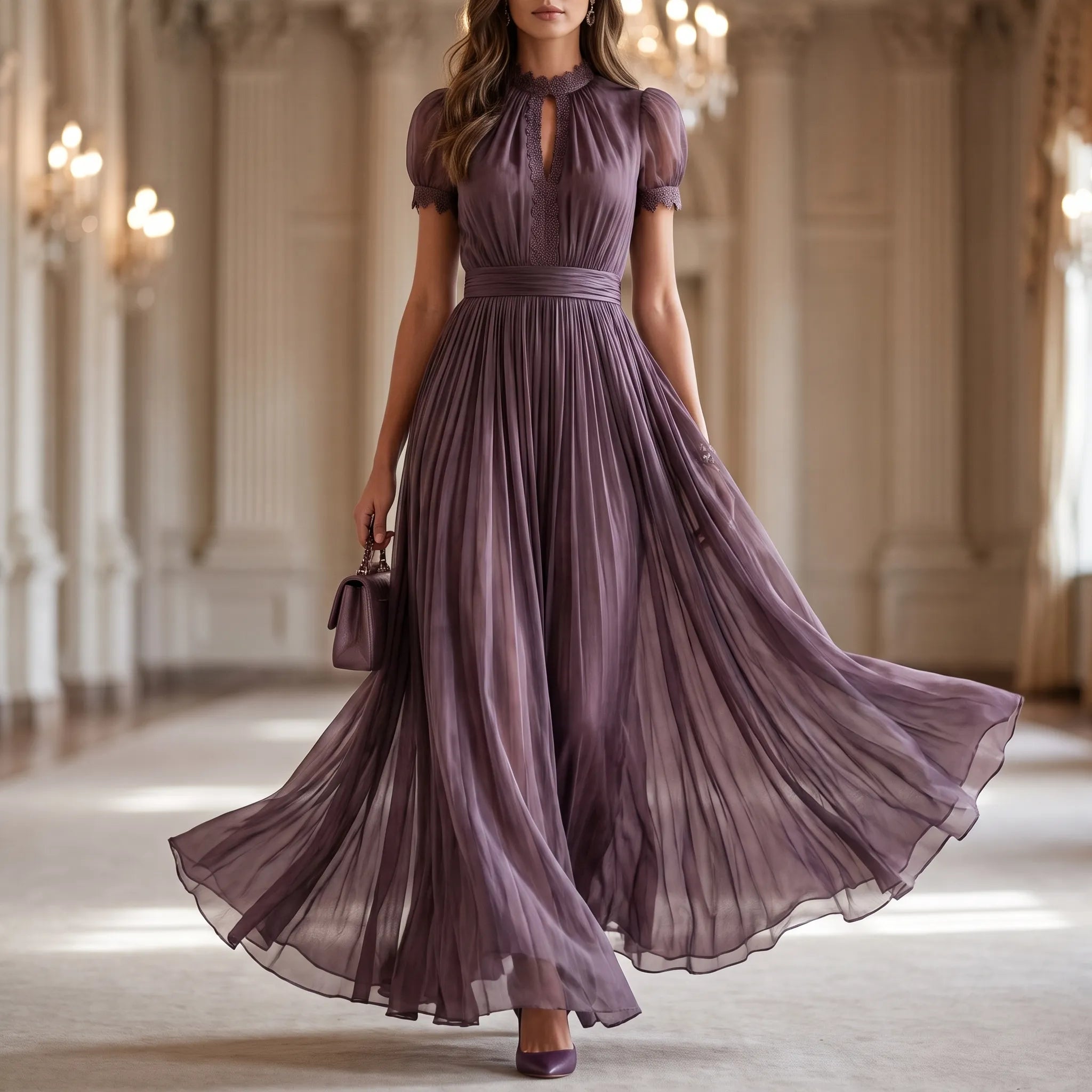 Amethia  - Flowy Short Sleeve Maxi Dress Wedding Guest Outfits