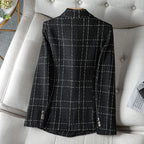 Women's textured plaid blazer