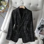 Women's textured plaid blazer