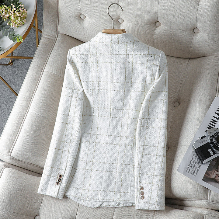 Women's textured plaid blazer