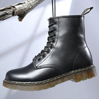 Women's lace-up combat boots with chunky ridged soles