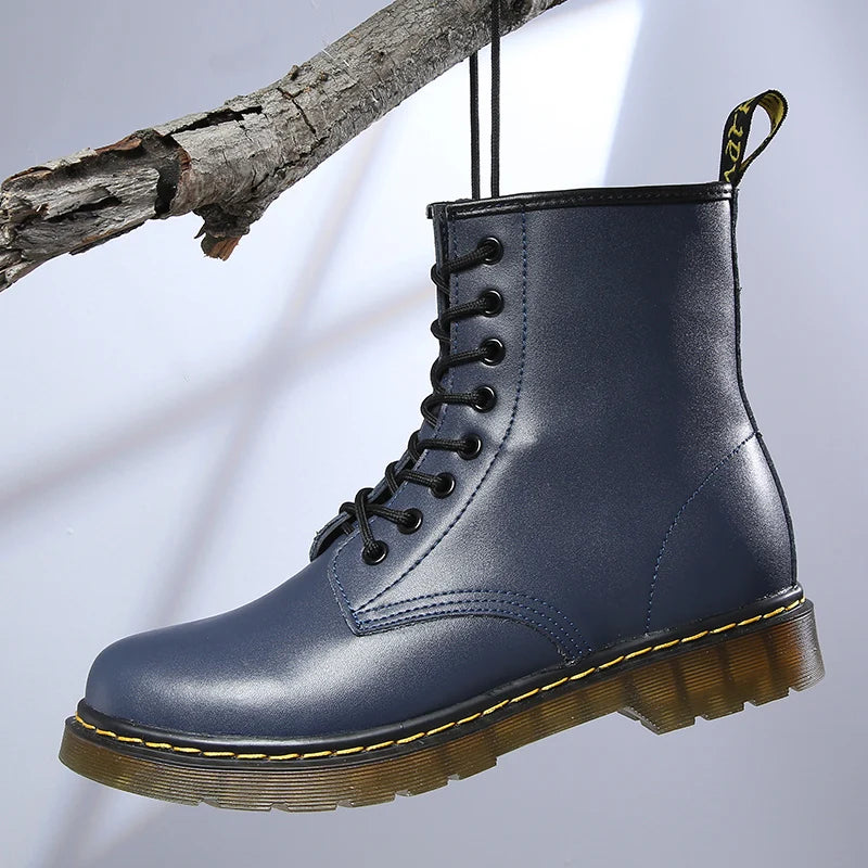 Women's lace-up combat boots with chunky ridged soles