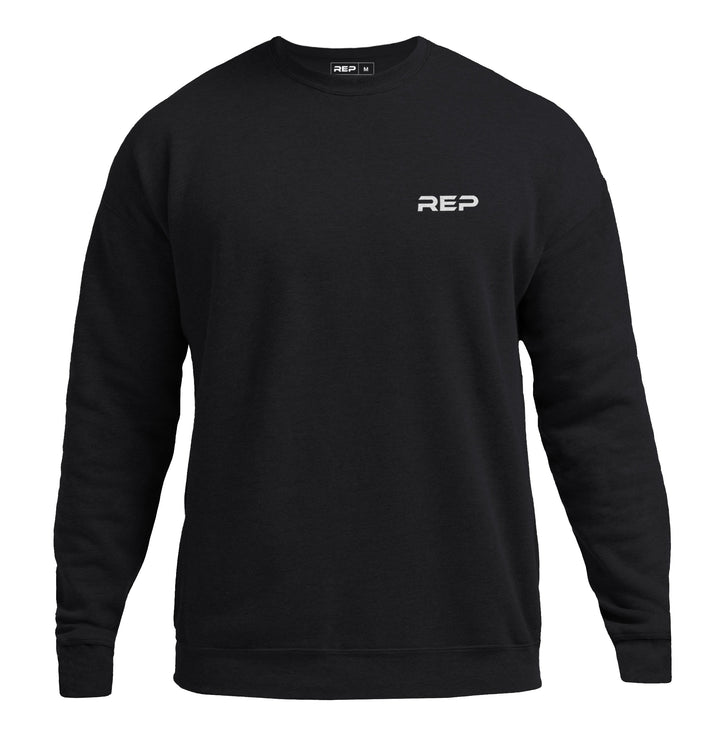 Unisex crew neck sweatshirt with long sleeves and contrasting chest logo