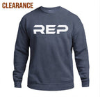 Navy and white unisex crewneck sweatshirt with large REP logo