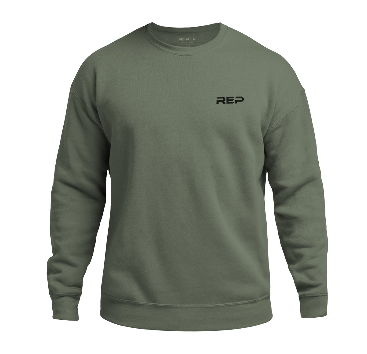 Unisex crew neck sweatshirt with long sleeves and contrasting chest logo