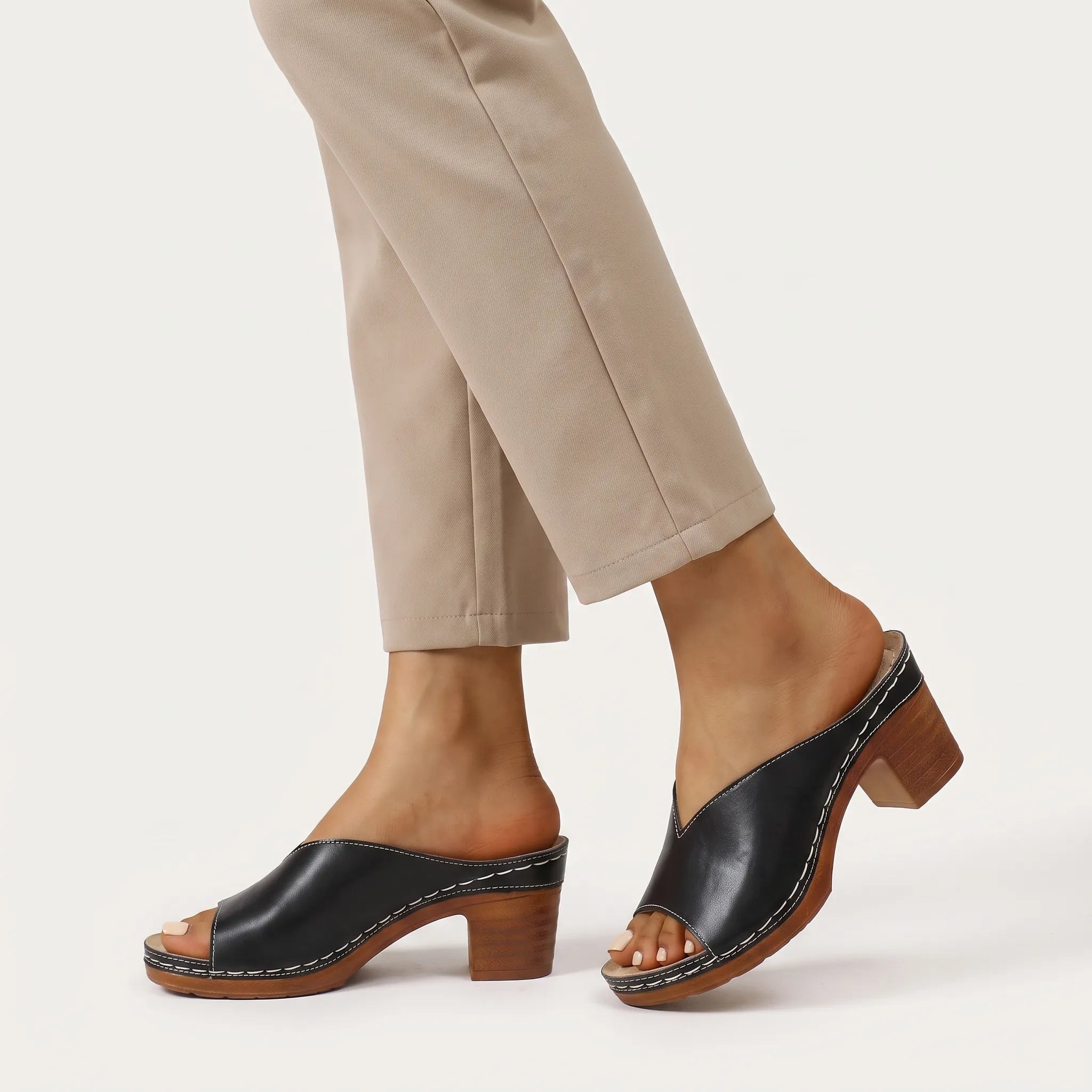 Archollo  - Slip-On Block Heel Sandals Everyday Walking