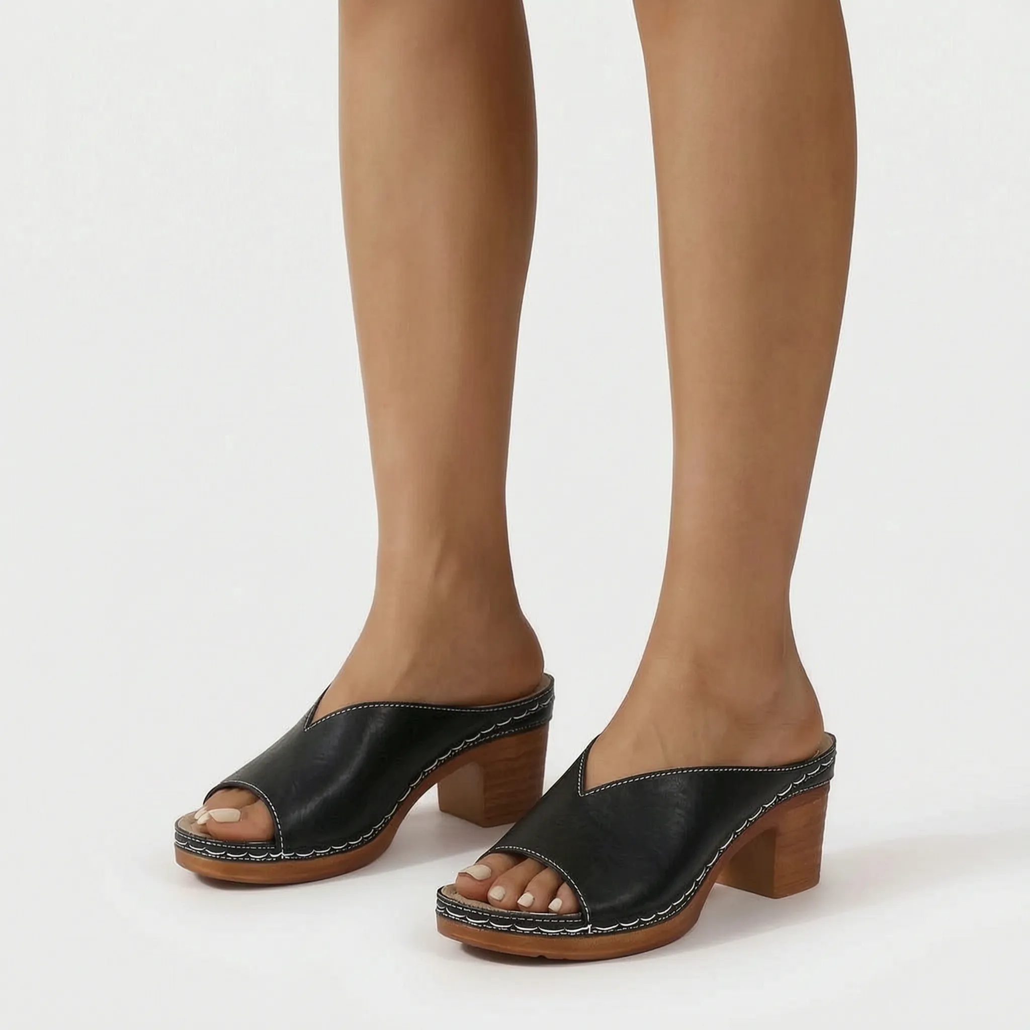 Archollo  - Slip-On Block Heel Sandals Everyday Walking