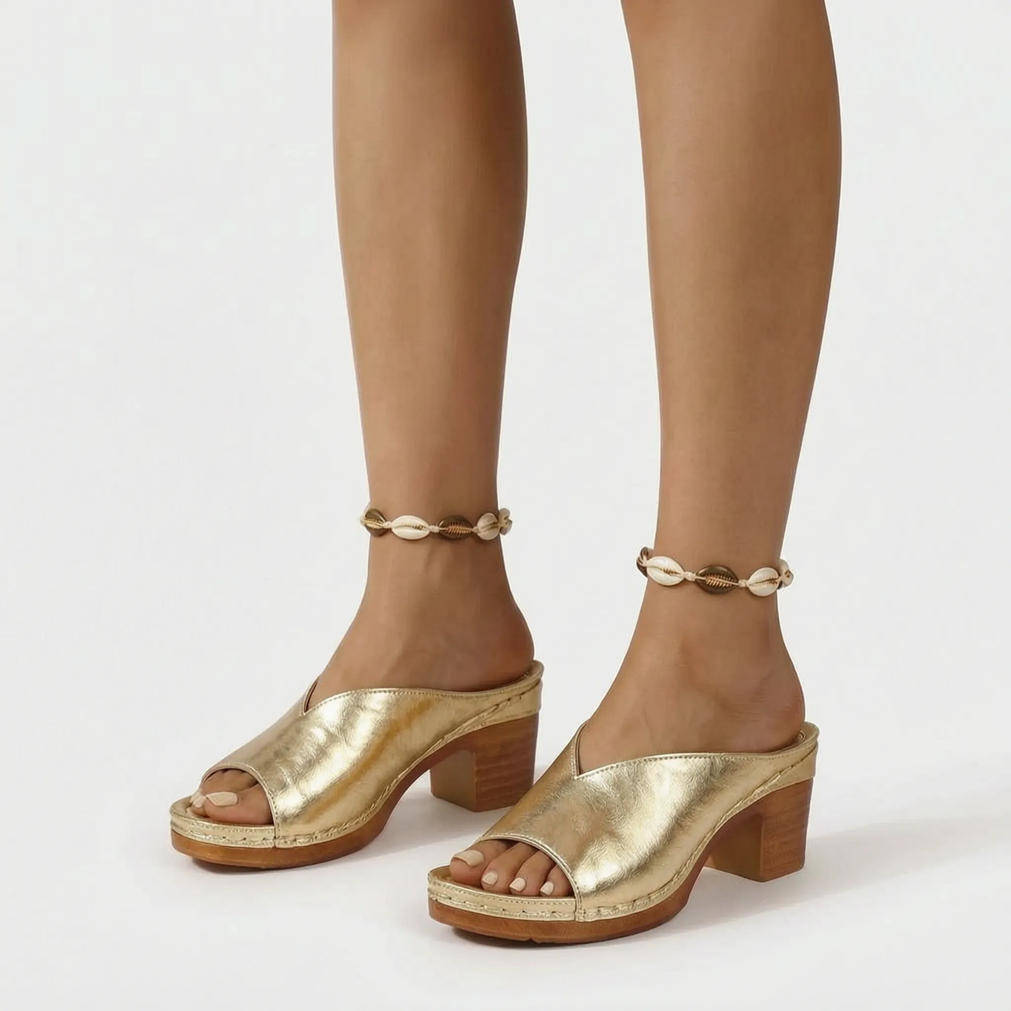 Archollo  - Slip-On Block Heel Sandals Everyday Walking