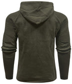 Men's hooded hoodie with ribbed shoulder panels and drawstrings