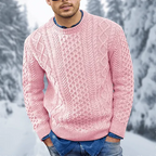 Men's textured crew neck jumper with long sleeves and ribbed trims