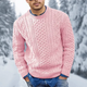 Men's textured crew neck jumper with long sleeves and ribbed trims