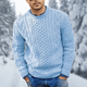 Men's textured crew neck jumper with long sleeves and ribbed trims