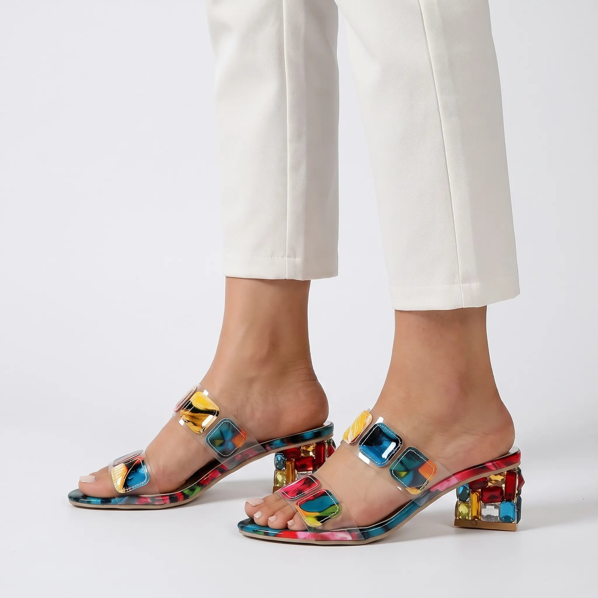 AuraStep  - Colourful Orthopaedic Block Heel Sandals Summer Garden Parties