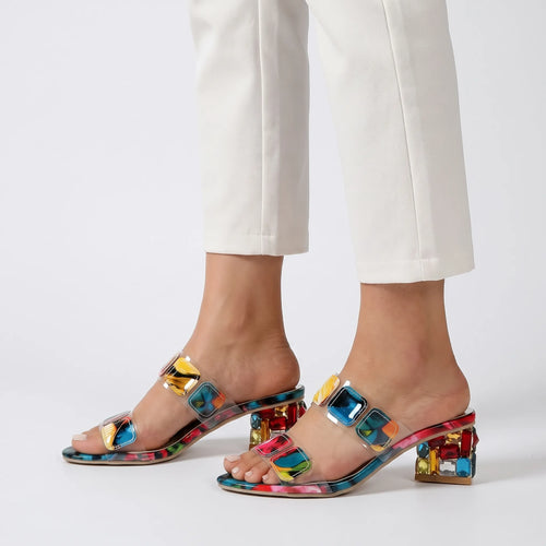 AuraStep  - Colourful Orthopaedic Block Heel Sandals Summer Garden Parties