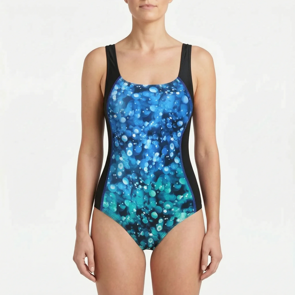 AuraSwim  - Square Neck One-Piece Swimsuit Poolside Lounging