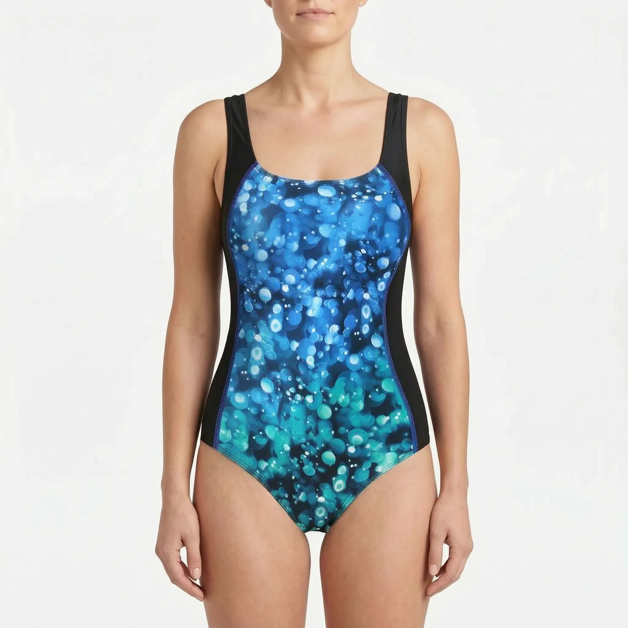 AuraSwim  - Square Neck One-Piece Swimsuit Poolside Lounging