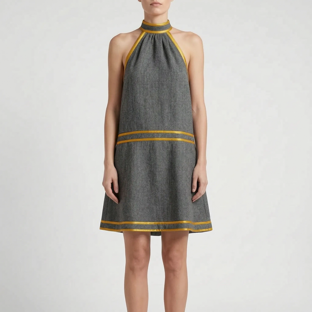 Auralia  - Contrasting Trim Halterneck Dress Summer Garden Parties
