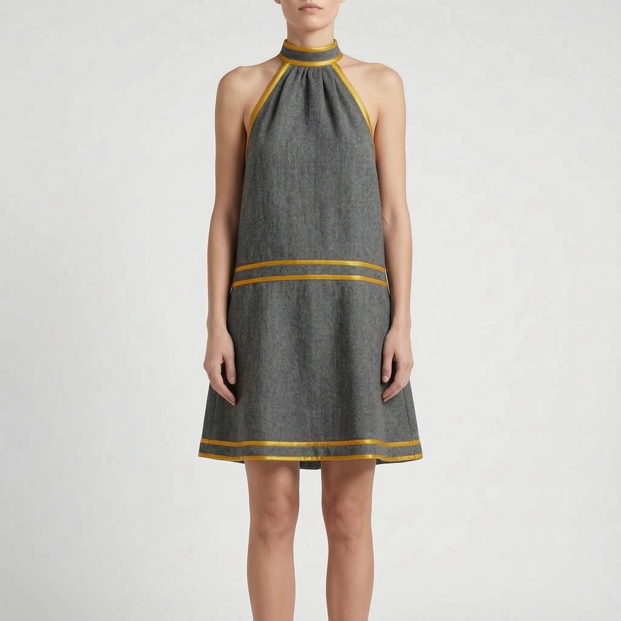 Auralia  - Contrasting Trim Halterneck Dress Summer Garden Parties