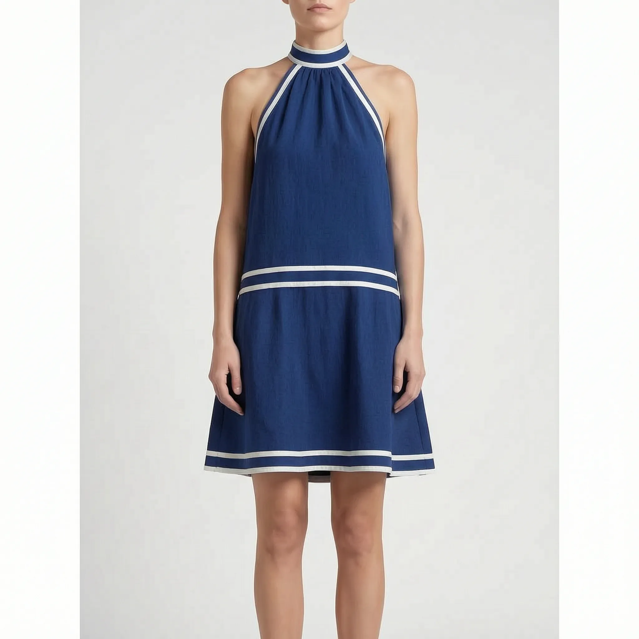 Auralia  - Contrasting Trim Halterneck Dress Summer Garden Parties