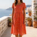 AureliaDress  - A-Line Short Sleeve Midi Dress Holiday Wear