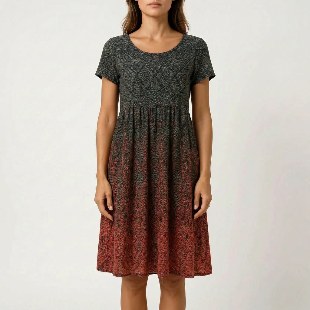 AureliaDress  - A-Line Short Sleeve Midi Dress Holiday Wear