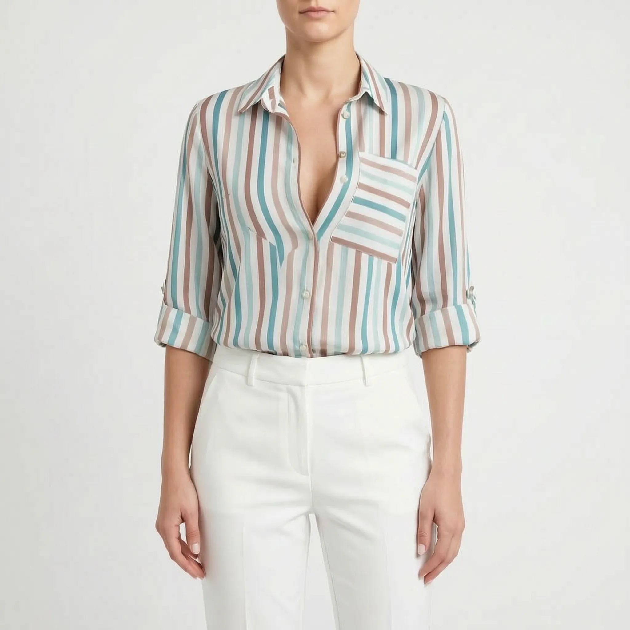 Aurelia  - Fitted Long-Sleeve Blouse Office Dressing