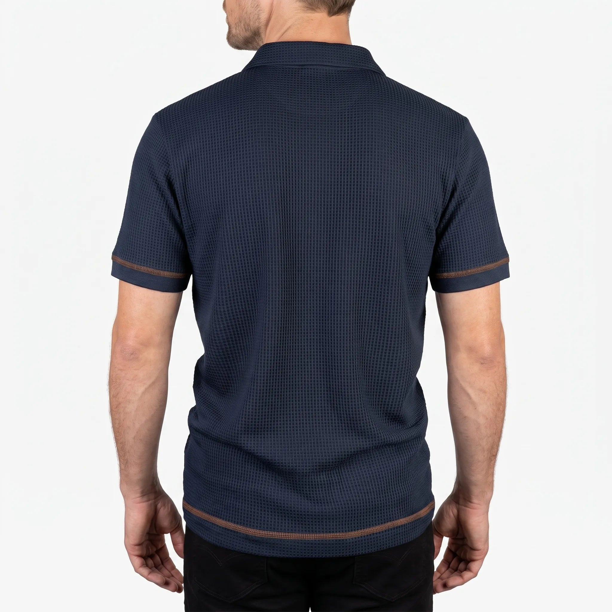 Aurelo  - Textured Short Sleeve Smart Casual Polo Shirt Casual Outings
