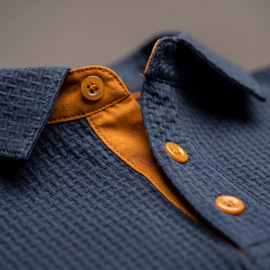 Aurelo  - Textured Short Sleeve Smart Casual Polo Shirt Casual Outings