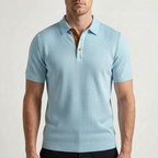 Aurelo  - Textured Short Sleeve Smart Casual Polo Shirt Casual Outings
