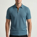 Aurelo  - Textured Short Sleeve Smart Casual Polo Shirt Casual Outings