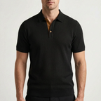 Aurelo  - Textured Short Sleeve Smart Casual Polo Shirt Casual Outings