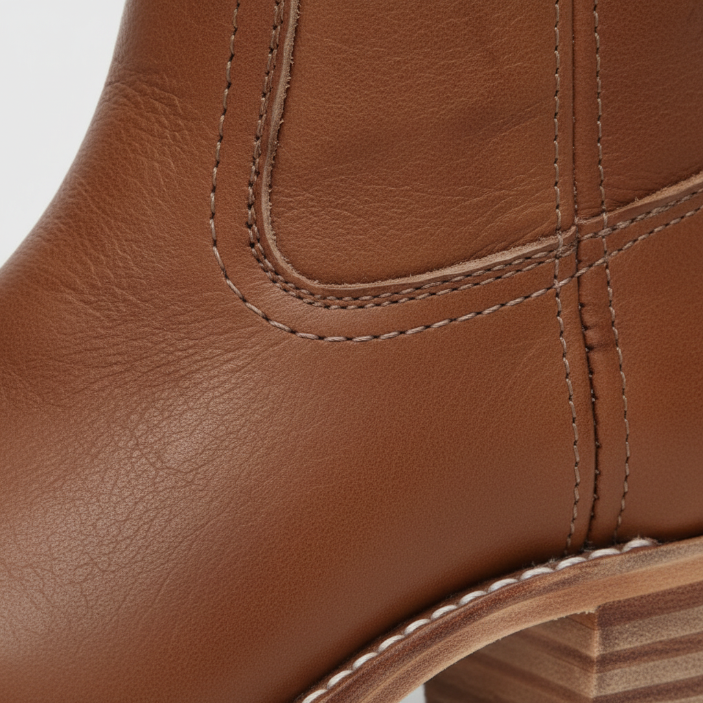 Women's knee-high panel boots with block heel