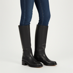 Women's knee-high panel boots with block heel