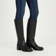 Women's knee-high panel boots with block heel