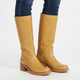 Women's knee-high panel boots with block heel